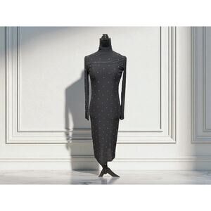 NWT INC Women's Black dress size Medium  Sheer Jewel studded long sleeve